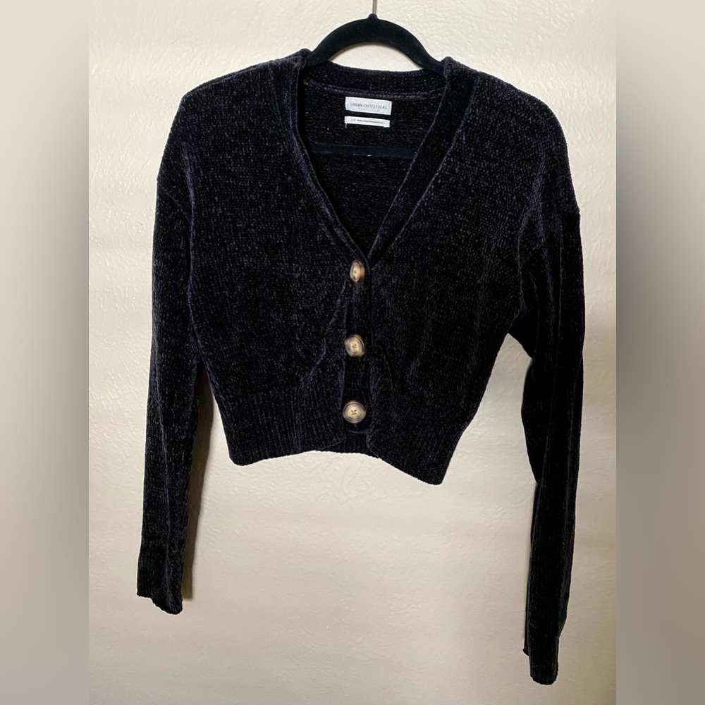 Urban Outfitters Black Knit Button-down Cropped Cardigan Sweater